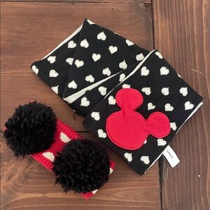 Toddler Gap x Disney Minnie Mouse Black and Red Heart Scarf and Headband Set